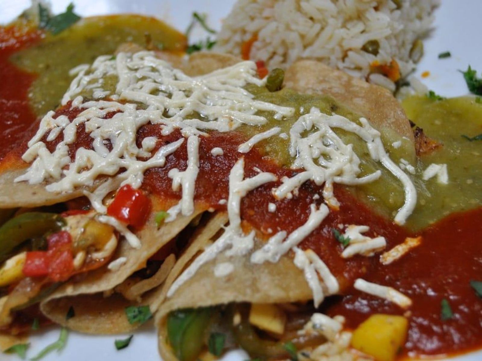 Order Enchiladas Veganos food online from El Nuevo Mexicano store, Chicago on bringmethat.com