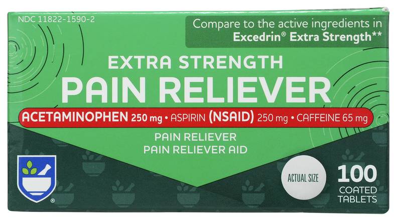 Order Rite Aid Pain Reliever Coated Tablets Acetaminophen Aspirin Caffeine (100 ct) food online from Rite Aid store, DUBOIS on bringmethat.com