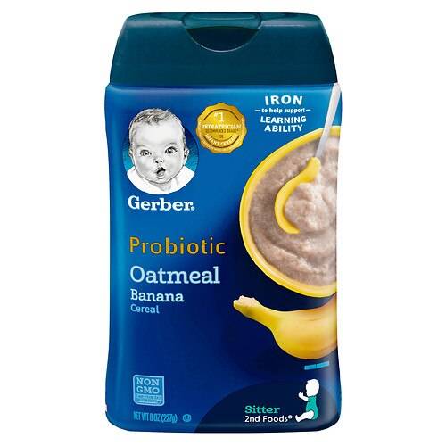 Order Gerber Probiotic Baby Cereal Oatmeal Banana - 8.0 oz food online from Walgreens store, Houston on bringmethat.com