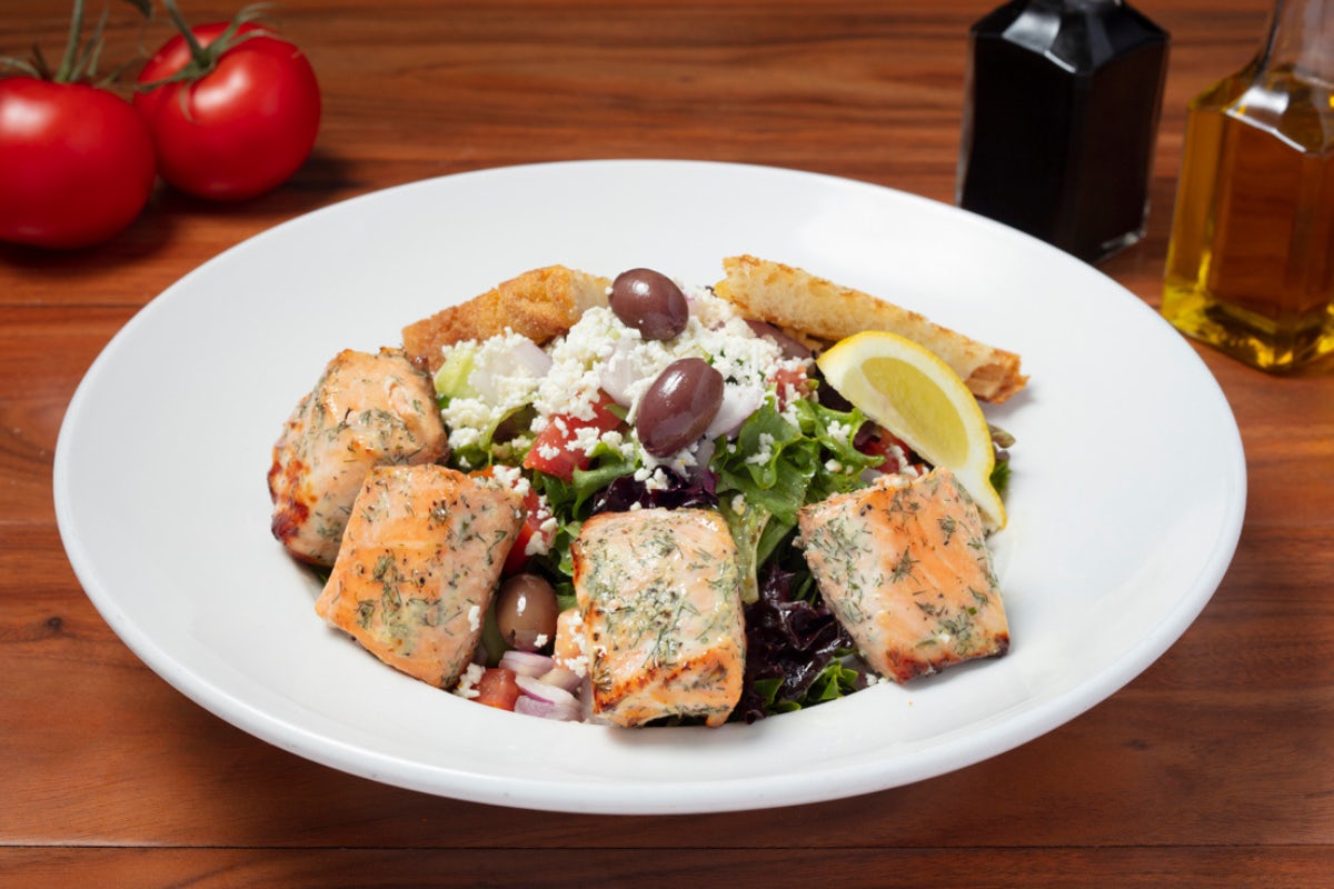 Order Mediterranean Greek Salad food online from Panini Kabob Grill store, Irvine on bringmethat.com
