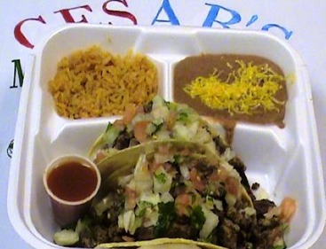 Order #8. Two Carne Asada Tacos Plate food online from Cesar’s Mexican & Greek store, Albuquerque on bringmethat.com
