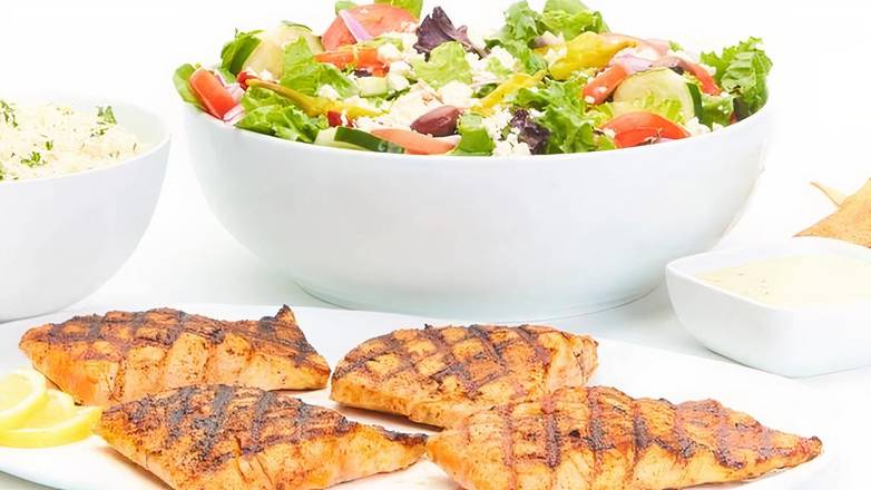 Order Grilled Salmon Family Feast for 6 food online from Taziki'S Mediterranean Café store, Atlanta on bringmethat.com