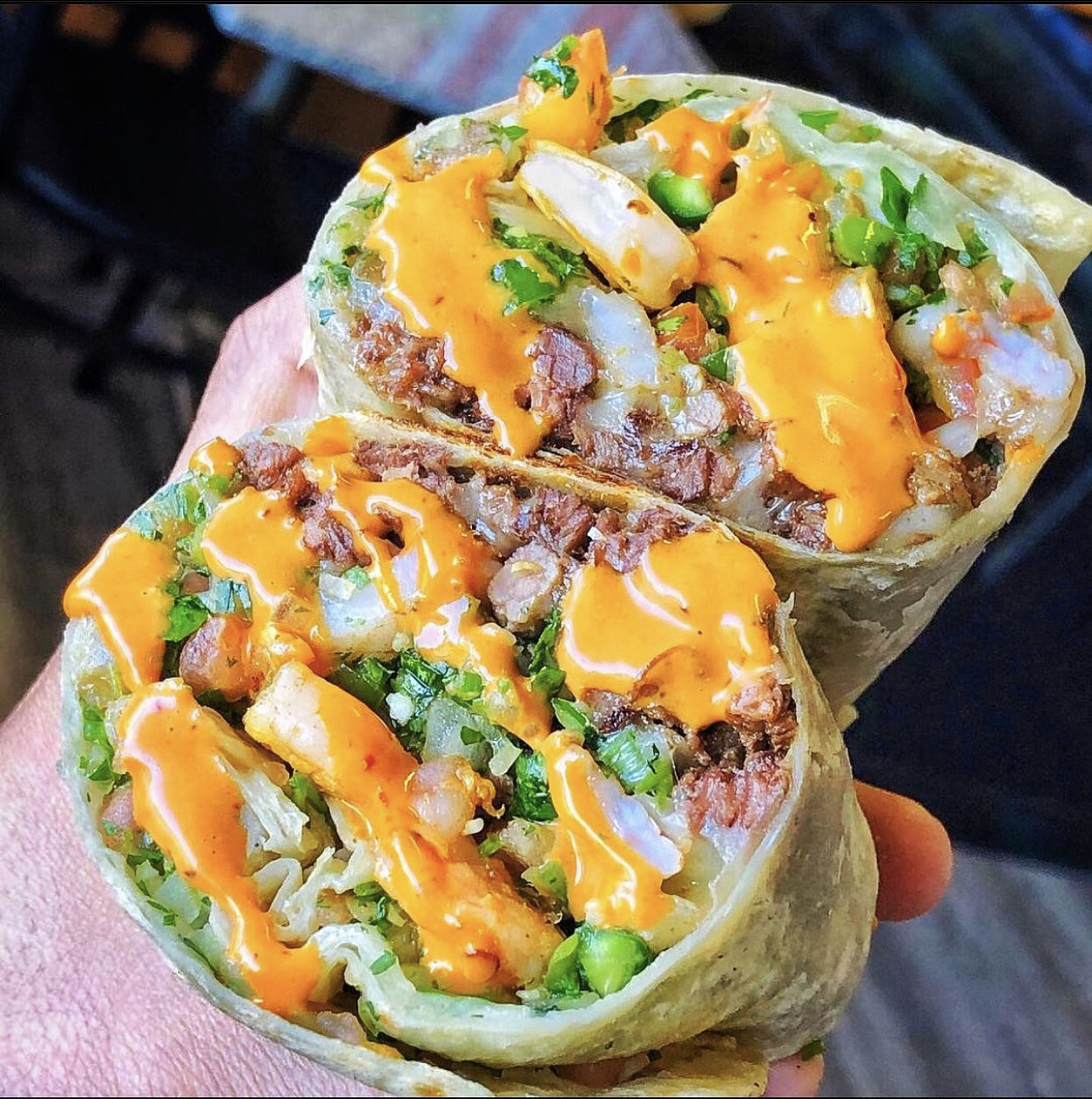 Order Surf and Turf Burrito food online from The Taco Spot store, Chandler on bringmethat.com