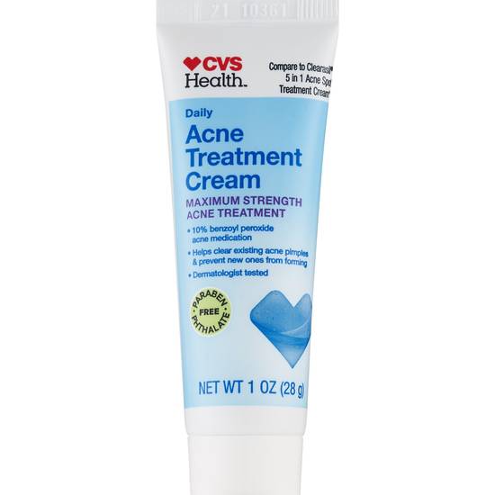 Order CVS Health Acne Treatment Cream With 10% Benzoyl Peroxide Maximum Strength food online from CVS store, INGLEWOOD on bringmethat.com