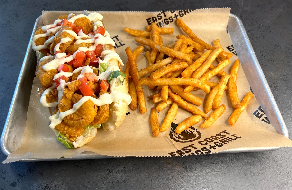 Order NEW! Shrimp Po' Boy food online from East Coast Wings + Grill store, High Point on bringmethat.com