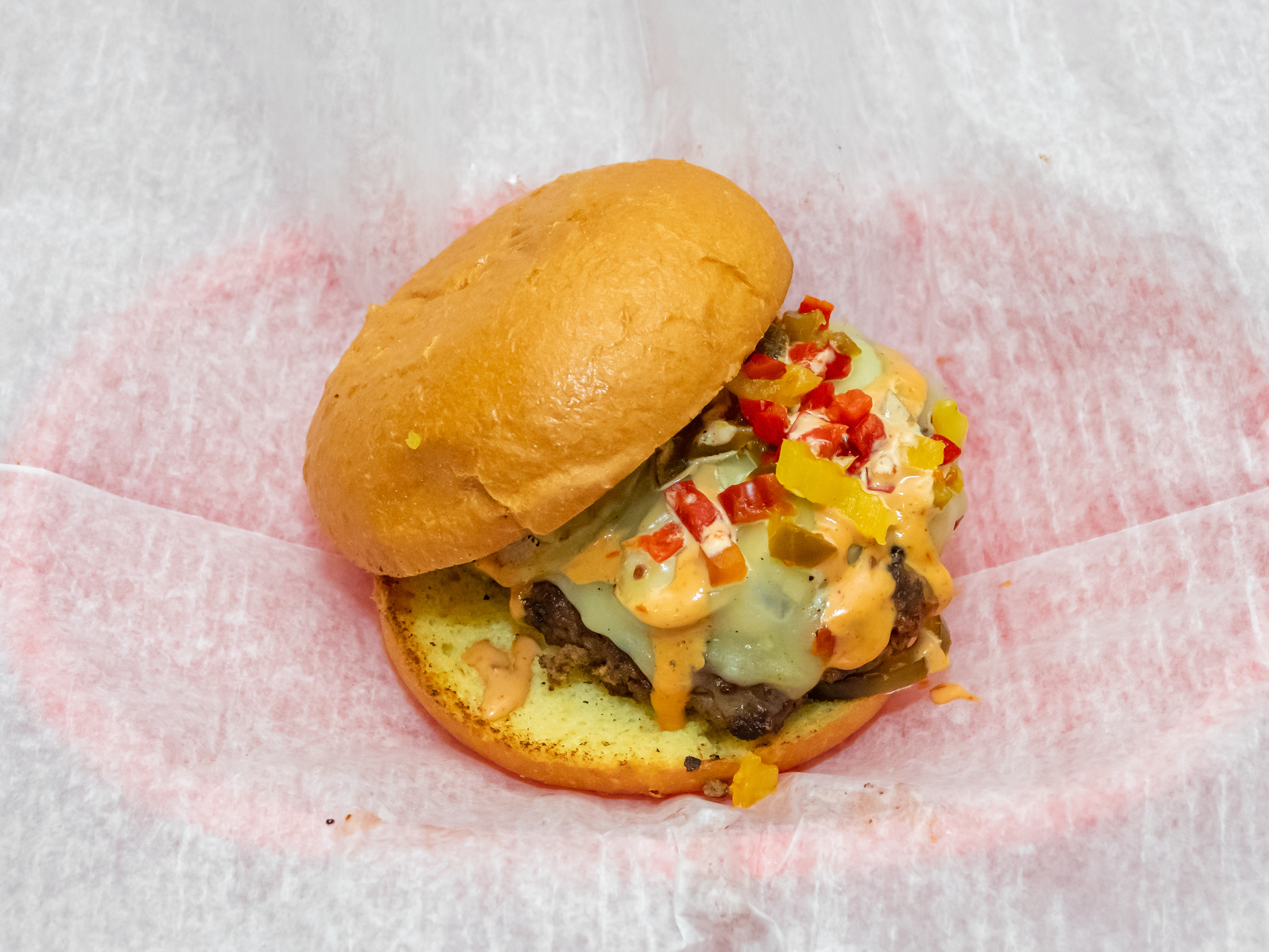 Order Spicy Booty Burger food online from Get It On A Bun At Bootys store, New Albany on bringmethat.com