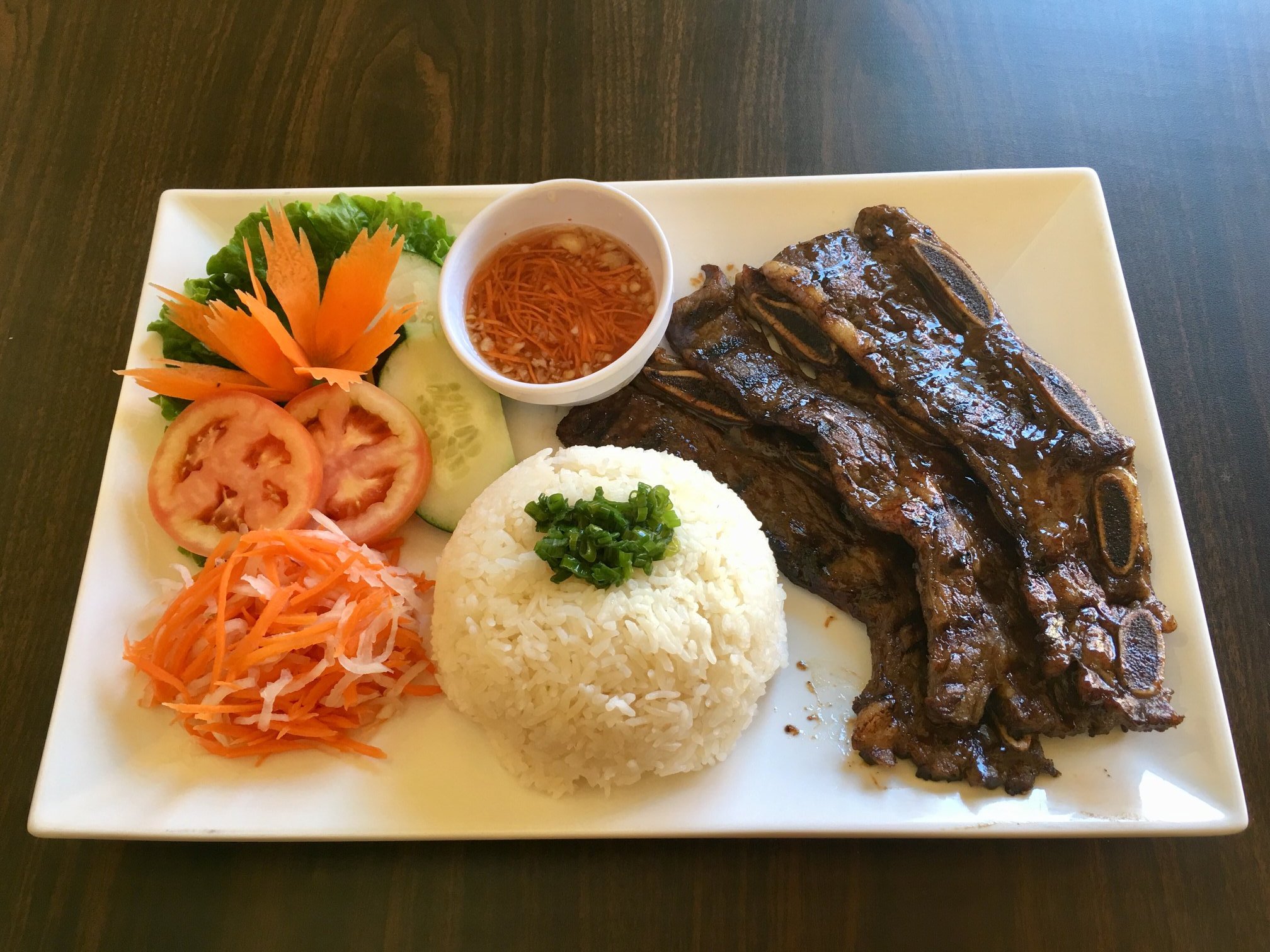 Order G5. Grilled Korean Short Rib Over Rice Plate food online from Pho Ivy store, Elk Grove on bringmethat.com