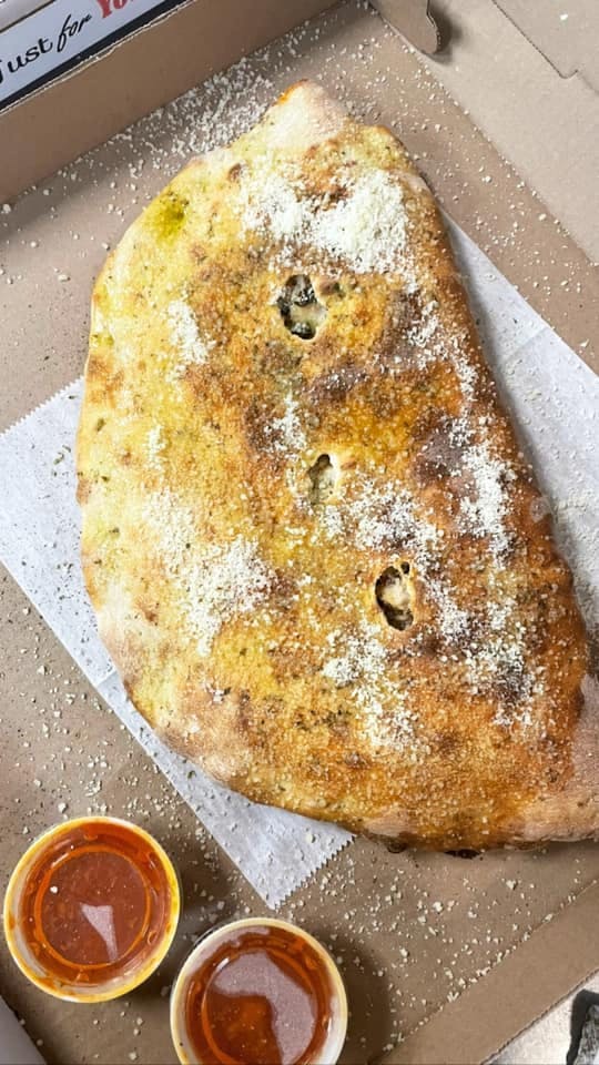 Order Steak & Cheese Calzone - Small 12" food online from Mickey N.Y. Pizza store, Derry on bringmethat.com