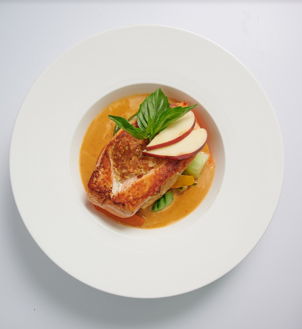 Order Stuffed Salmon with Red Curry food online from Bangkok Cuisine store, Forest Hills on bringmethat.com