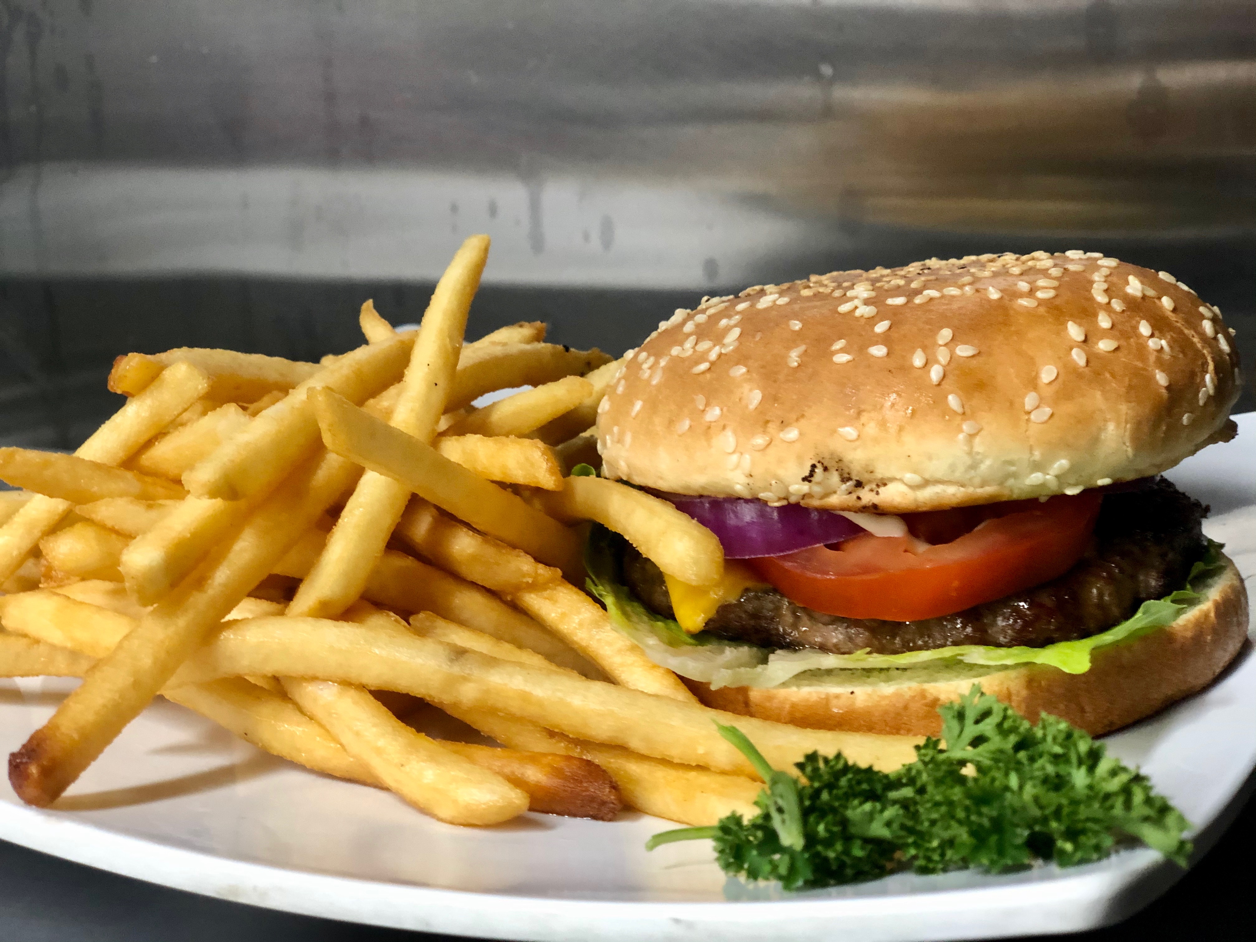 Order Hamburger with Fries food online from Puchica Bar And Grill store, Sherman Oaks on bringmethat.com