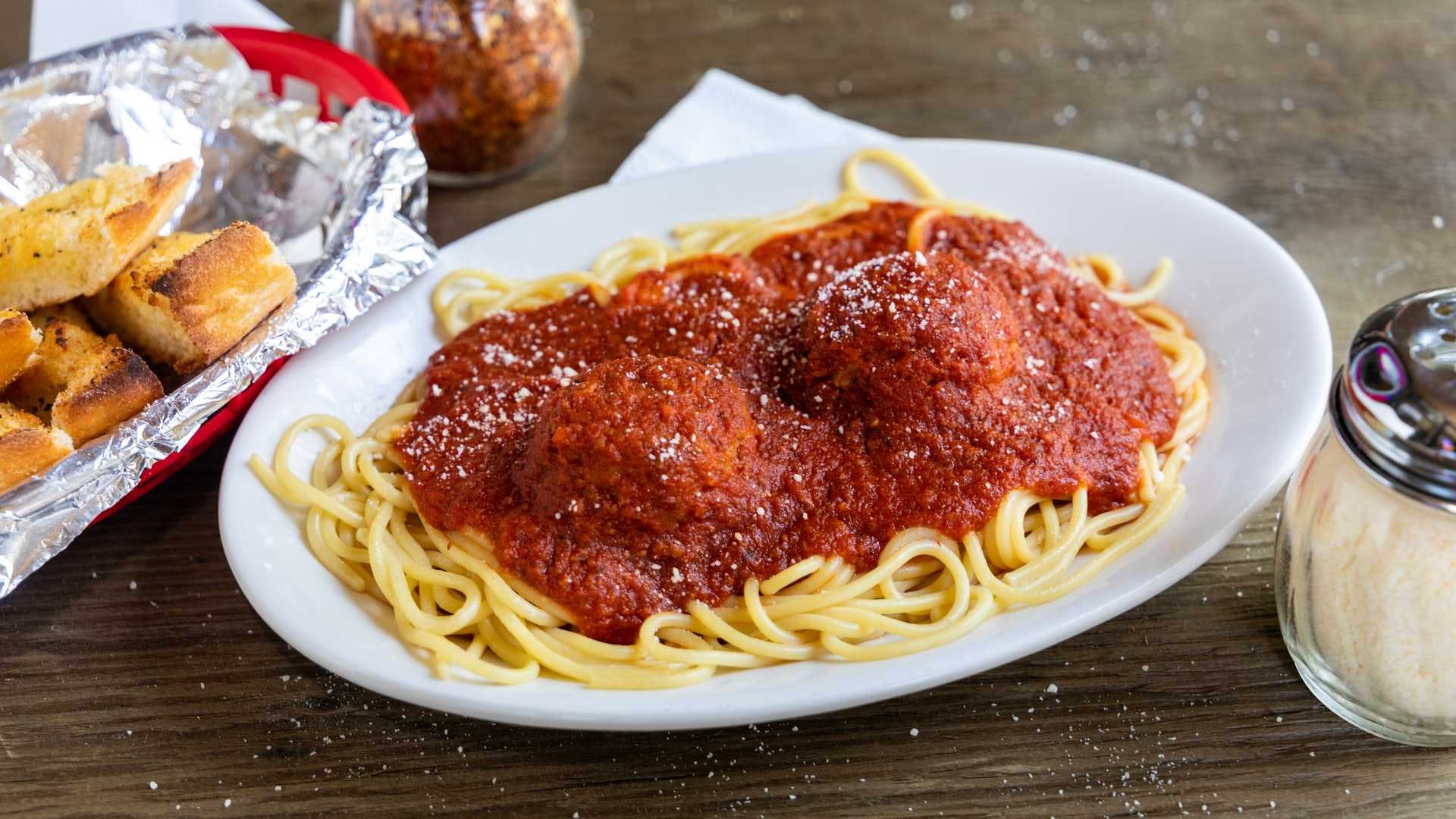 Order Spaghetti & Meatballs - Dinner food online from Giovannis Pizza store, San Jose on bringmethat.com