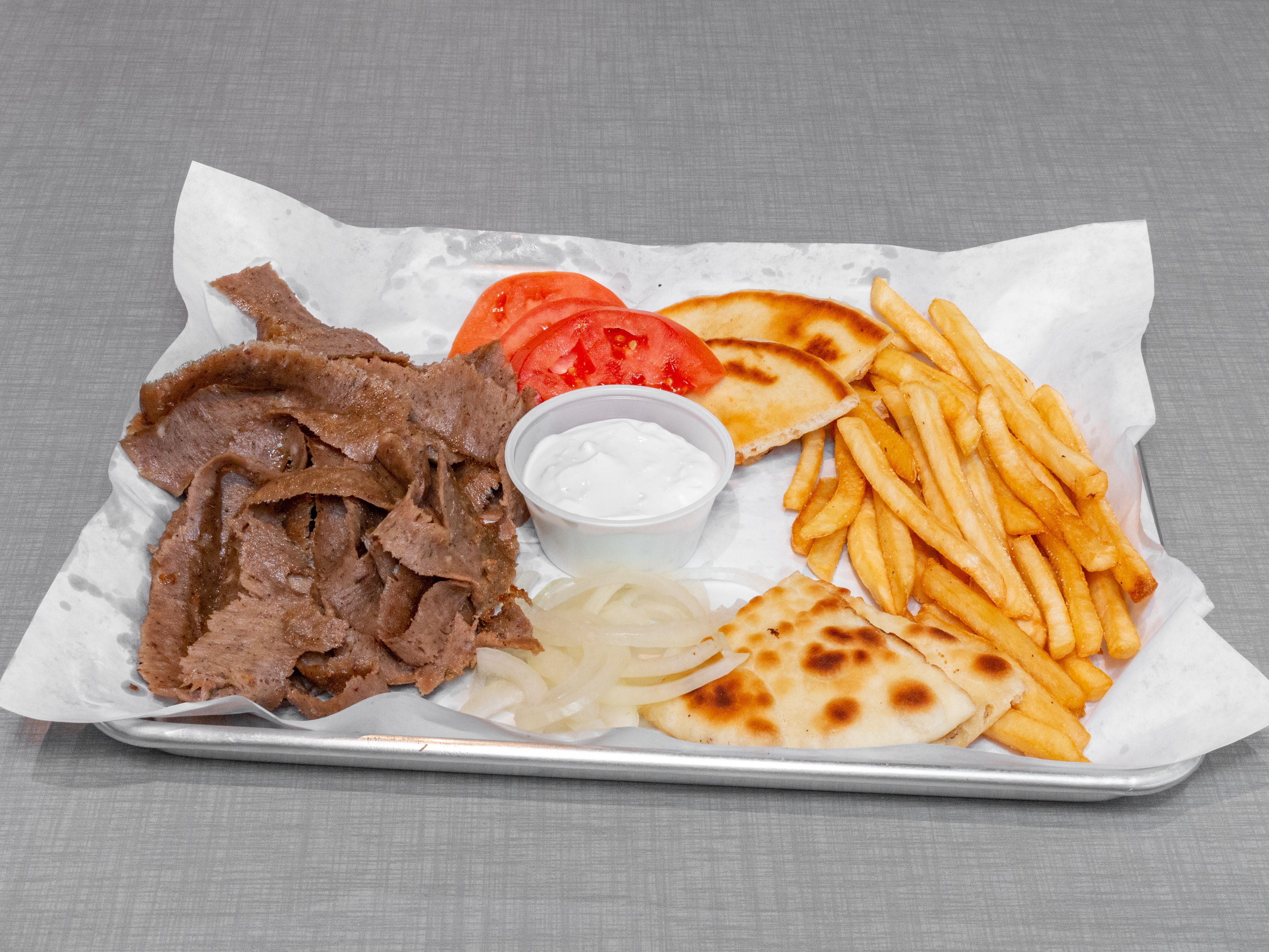 Order Gyros Plate  food online from The Works store, Glenview on bringmethat.com