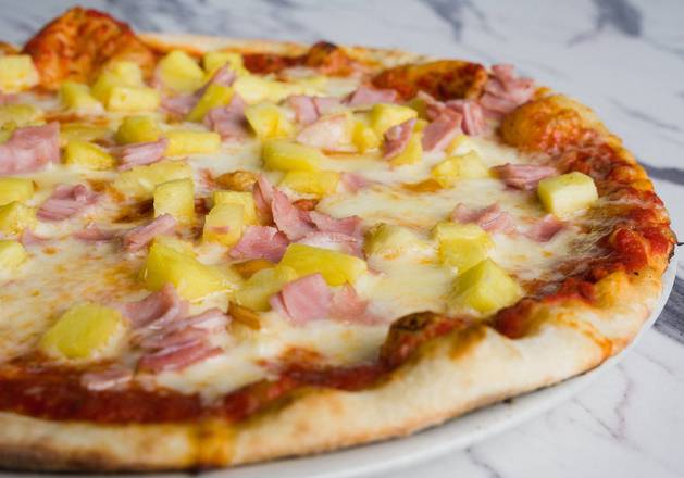 Order 16" Pig and Pineapple Red Sauce Pizza food online from Pizza Republic store, San Luis Obispo on bringmethat.com