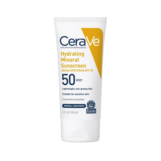 Order CeraVe Mineral Sunscreen Lotion, Oil-Free Body Sunscreen with SPF 50, 5 OZ food online from CVS store, FRANKFORT on bringmethat.com