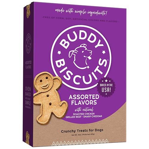 Order Buddy Biscuits Treats for Dogs Roasted Chicken, Grilled Beef, Sharp Cheddar - 16.0 oz food online from Walgreens store, Fayetteville on bringmethat.com