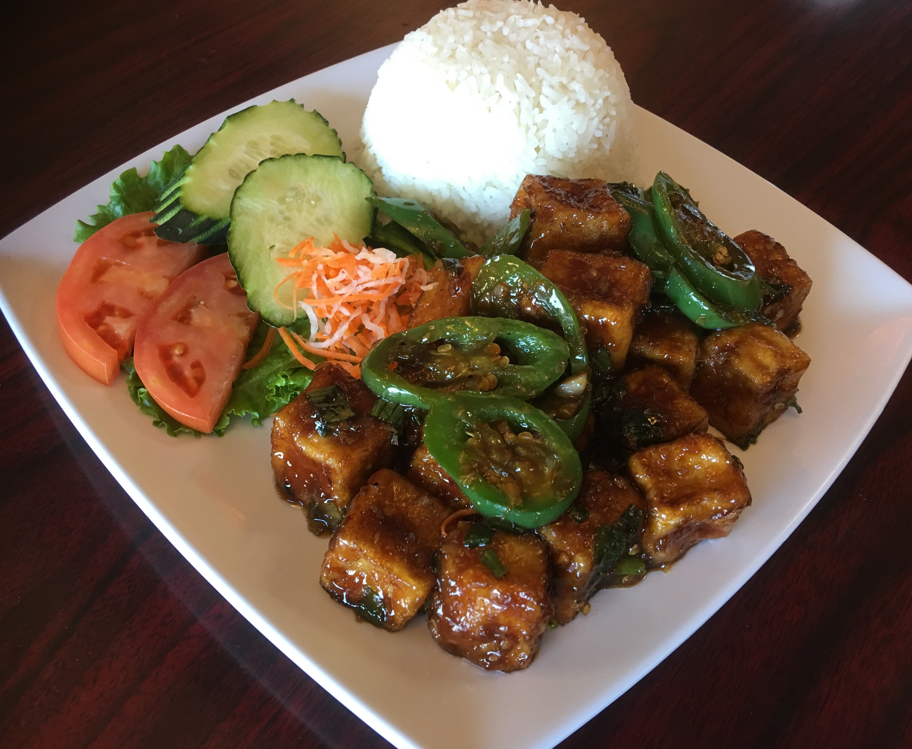 Order C13. Garlic Tofu Rice (CGarto) food online from Pho Daily store, Long Beach on bringmethat.com
