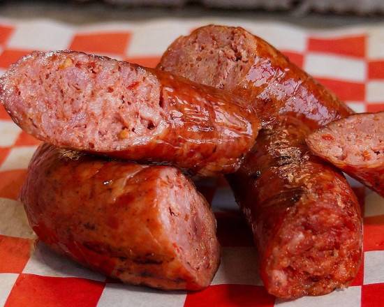 Order Smoked Hot Links (6 oz) food online from Sharko'S Bbq store, Naperville on bringmethat.com