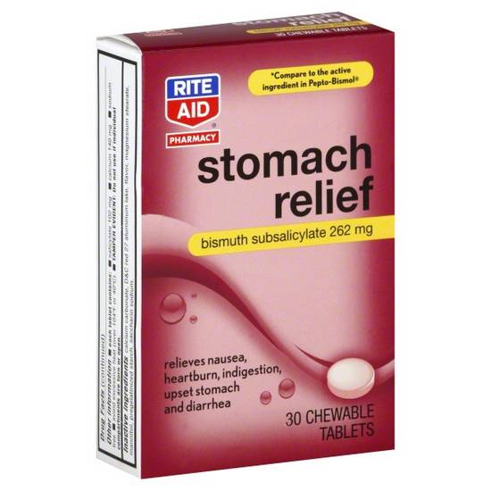 Order Rite Aid Symptom Stomach Relief Chewable Tablets Cherry (30 ct) food online from Rite Aid store, Midland on bringmethat.com