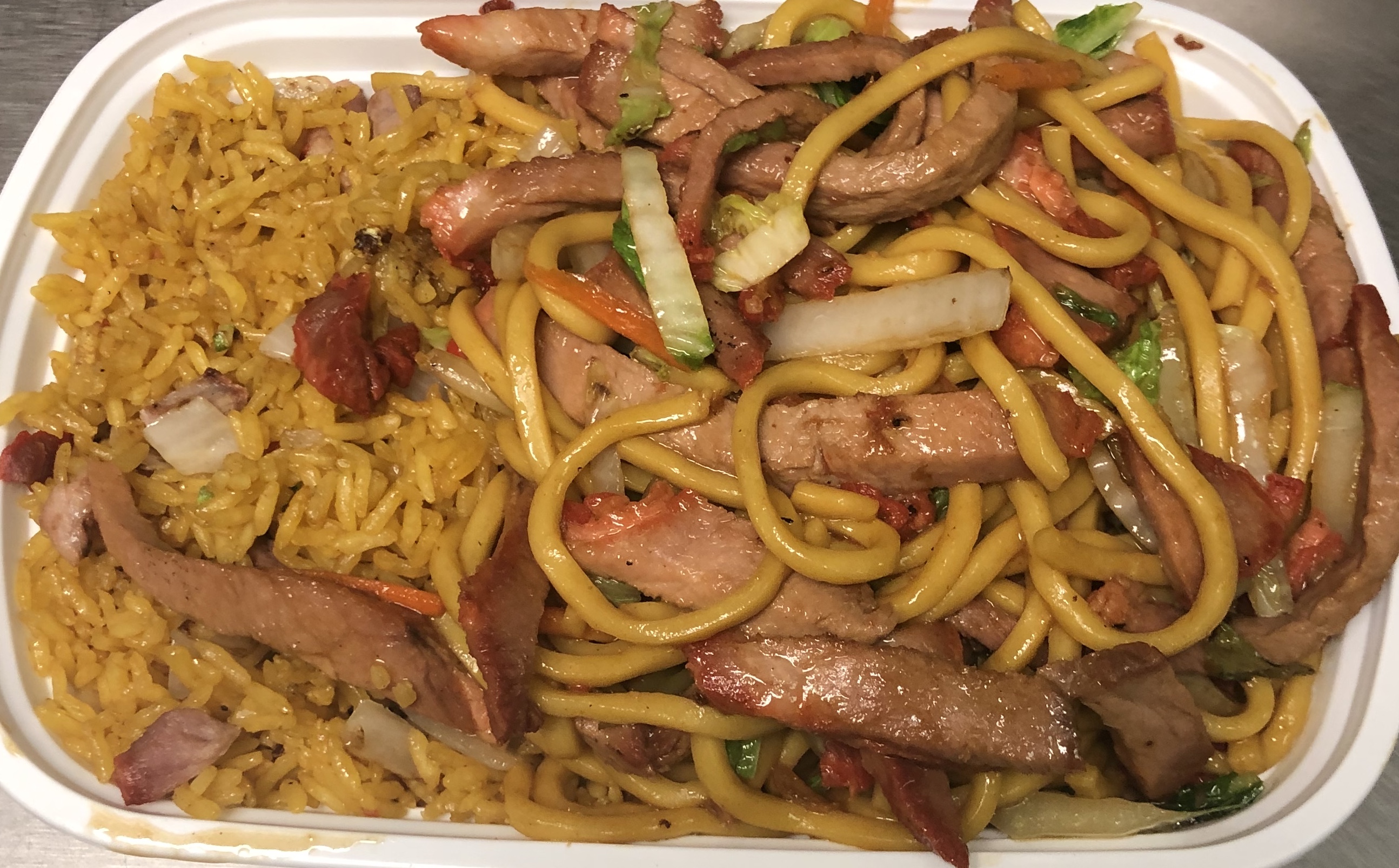Order C12. Roast Pork Lo Mein Combo food online from China Star store, Dunbar on bringmethat.com