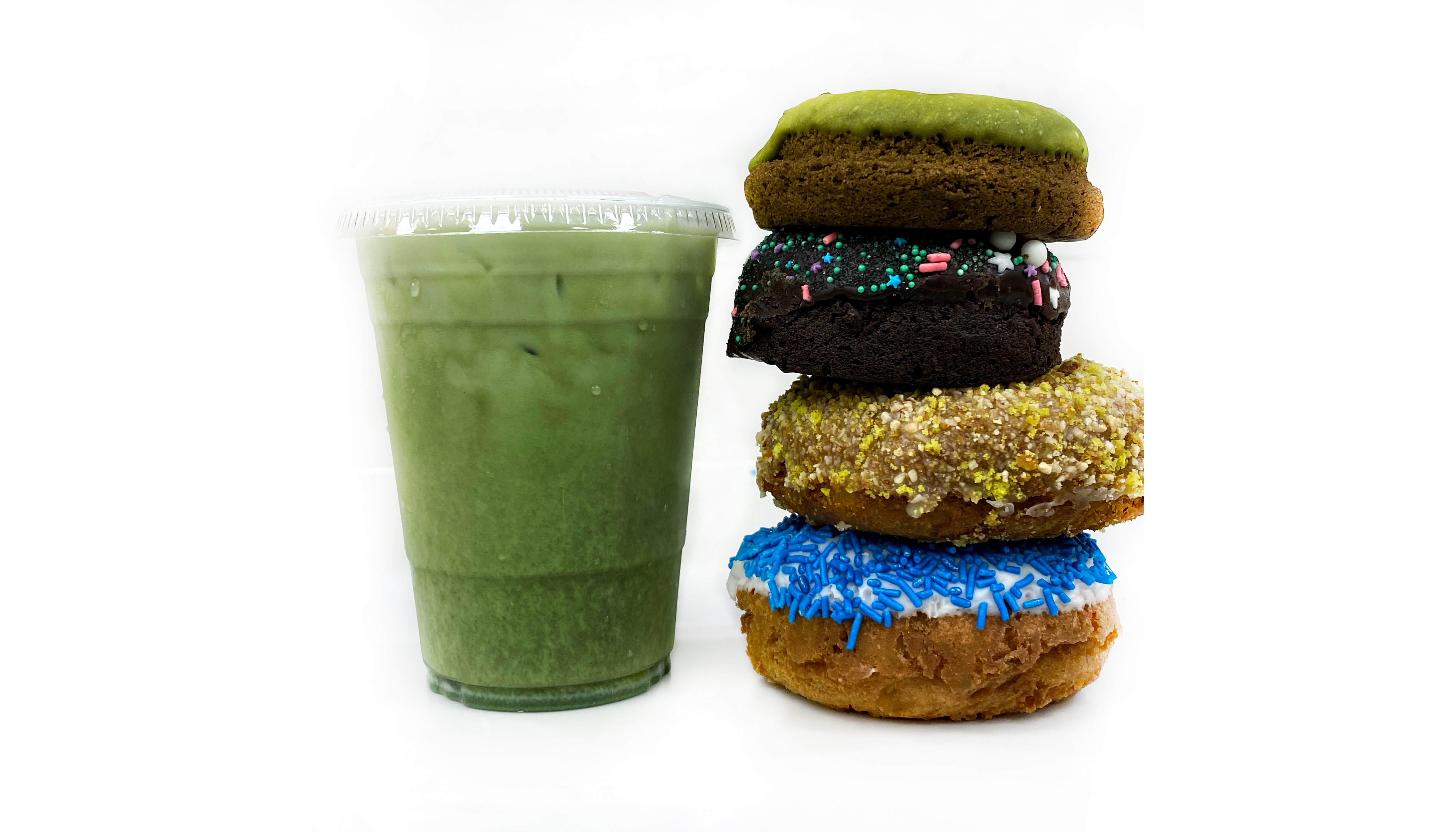 Order Iced Matcha Latte 16 oz food online from The Donuttery store, Huntington Beach on bringmethat.com