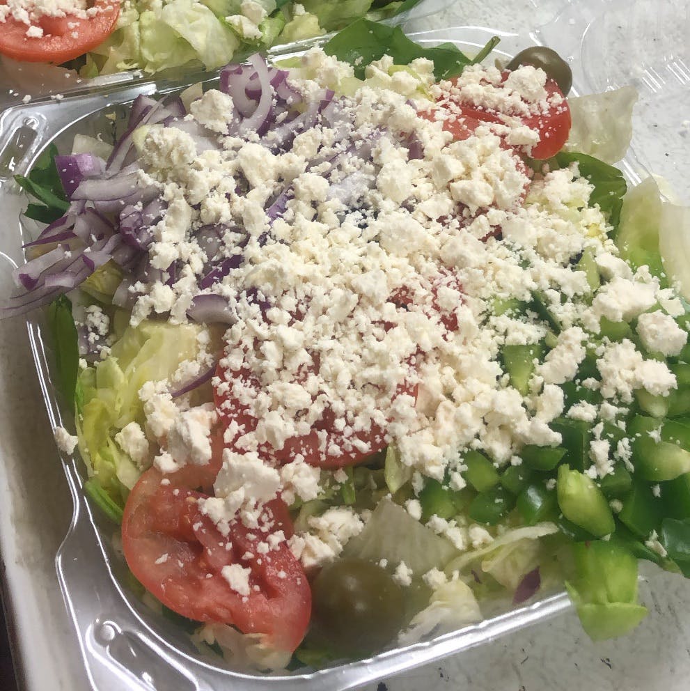 Order Greek Salad - Mini (Serves 1) food online from Italia Pizza store, El Cajon on bringmethat.com