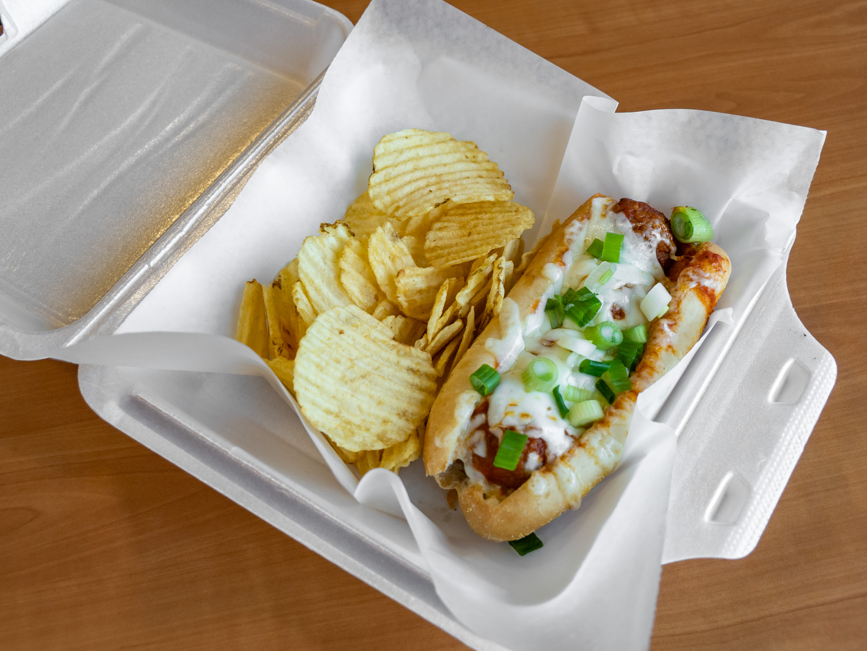 Order 9. Meatballs Sub with Chips Lunch food online from Blaze Coffeehouse store, Fort Stewart on bringmethat.com