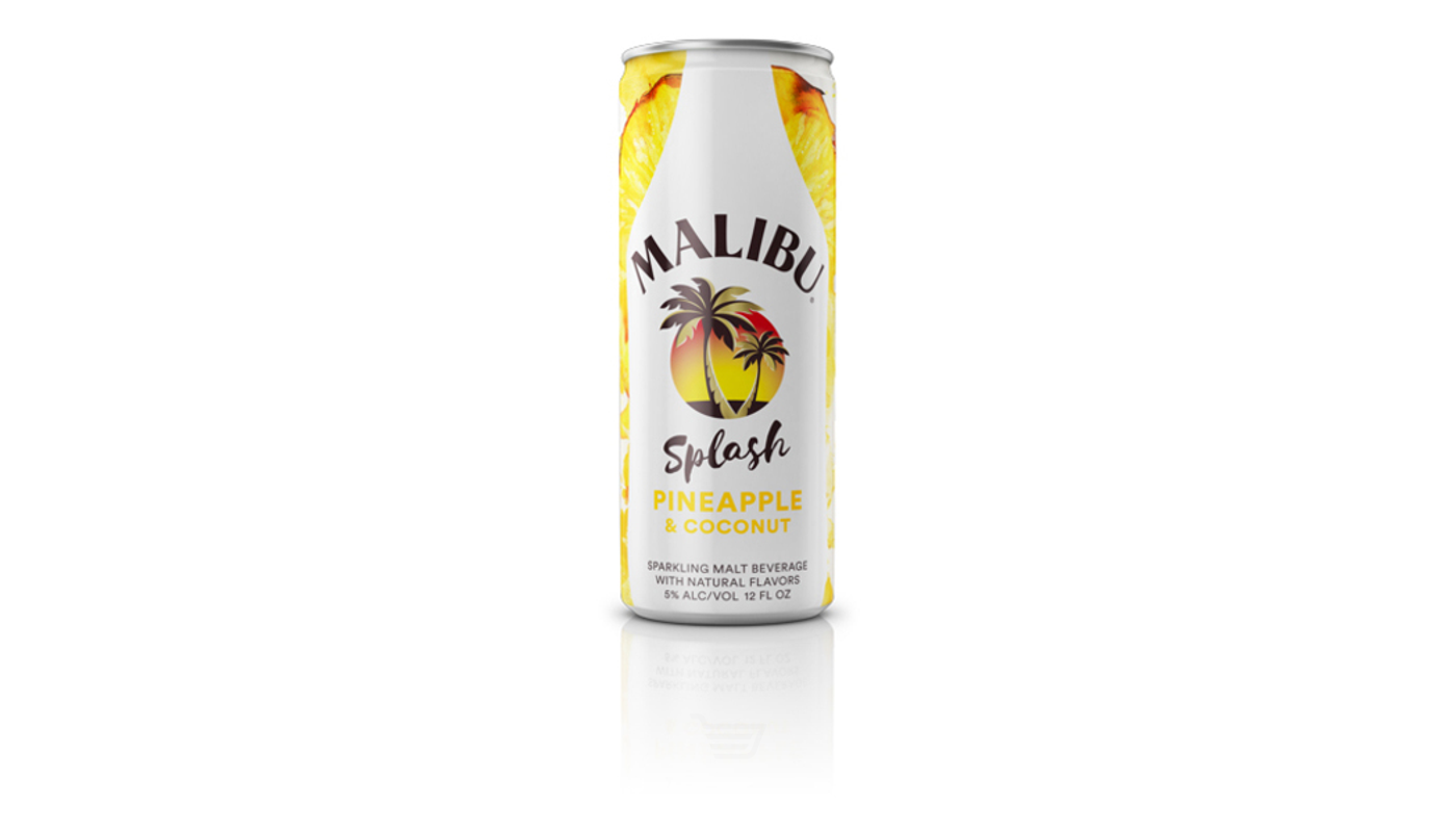 Order Malibu Splash Pineapple & Coconut Sparkling Malt Beverage  12oz Can food online from Plaza Market store, Baldwin Park on bringmethat.com