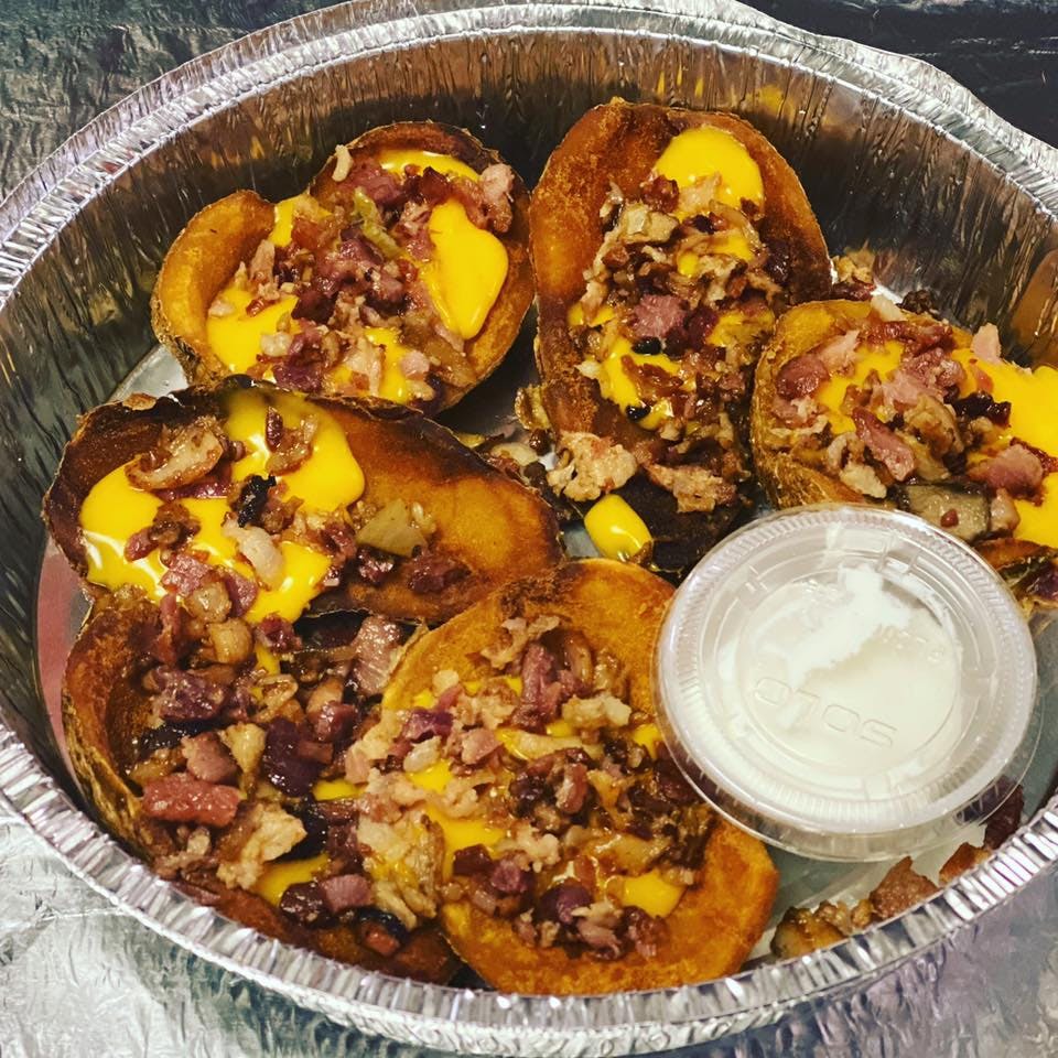 Order Potato Skins - Appetizer food online from Mystic Restaurant store, North Wales on bringmethat.com