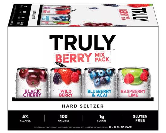 Order Truly Hard Seltzer Berry Variety Pack 12 Pack Cans food online from Chevron ExtraMile store, El Cerrito on bringmethat.com