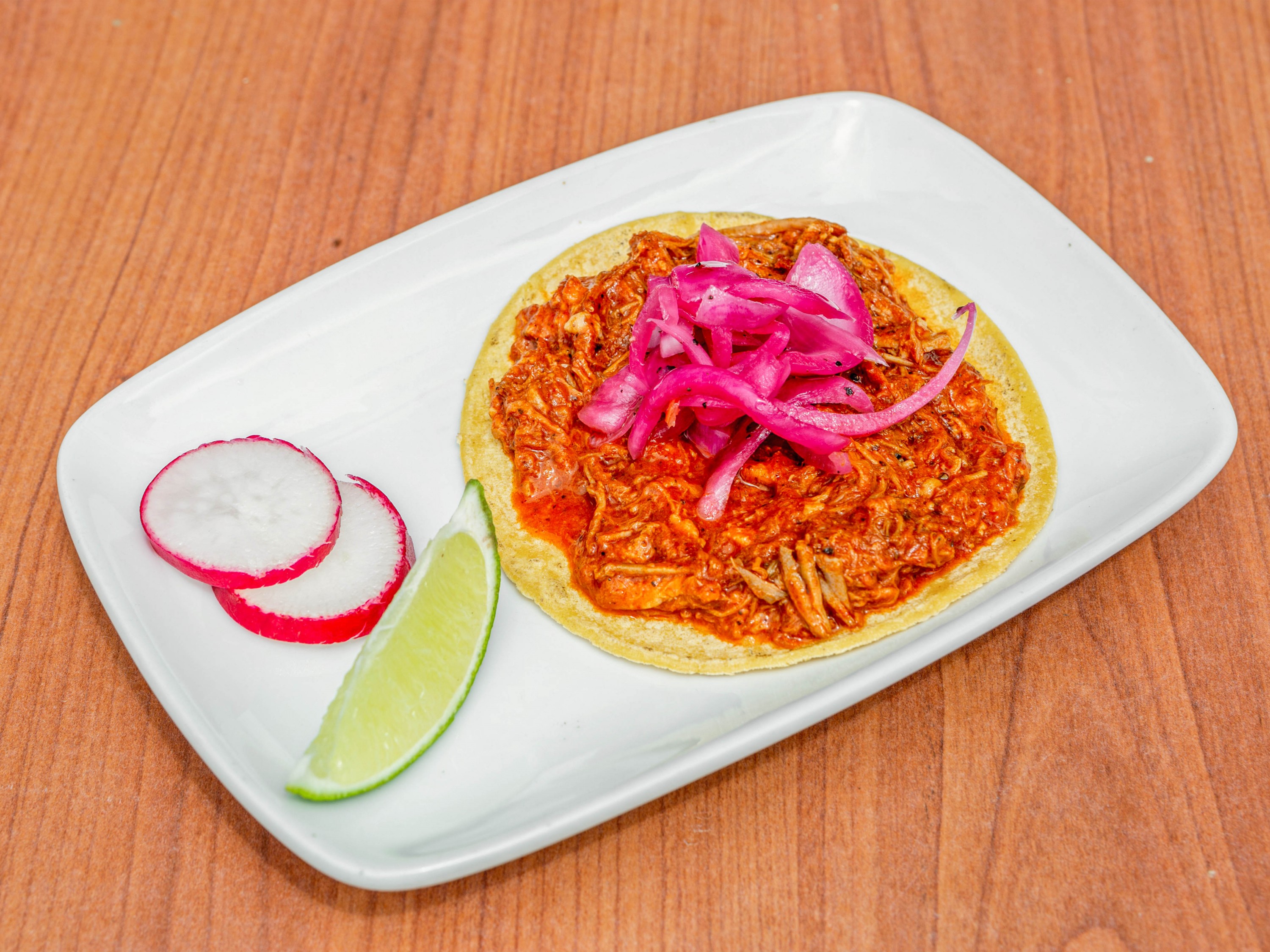 Order Taco de Cochinita Pibil food online from El Zarape Vine store, Los Angeles on bringmethat.com