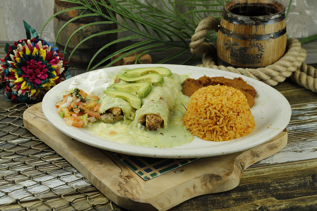 Order Green Enchilada Plate food online from Las Palmas Mexican Cafe - Victoria store, Victoria on bringmethat.com