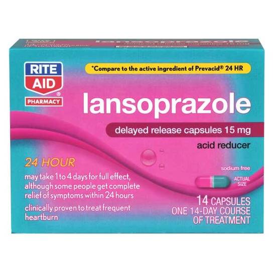 Order Rite Aid Acid Reducer Capsules Lansoprazole 15mg (14 ct) food online from Rite Aid store, Greenville on bringmethat.com
