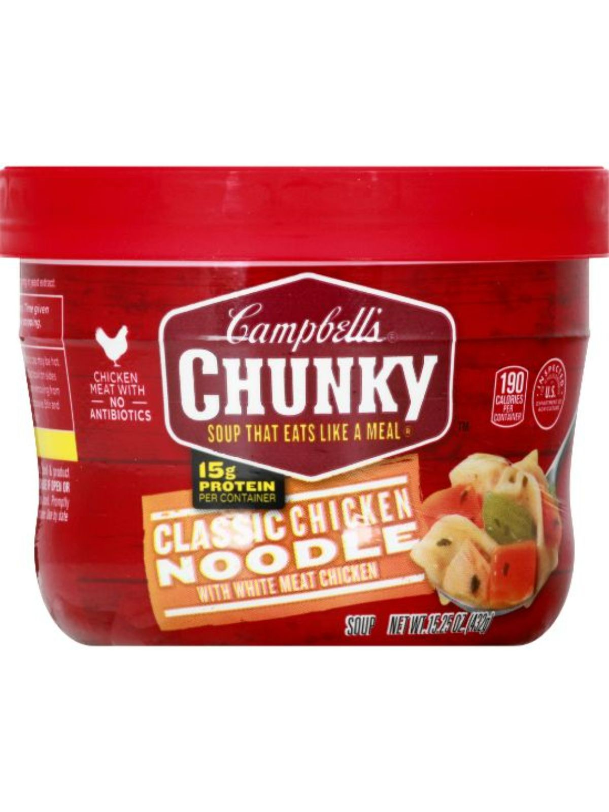 Order Campbell's Chunky Soups Chicken Noodle Soup (15.25 oz) food online from Stock-Up Mart store, Los Angeles on bringmethat.com
