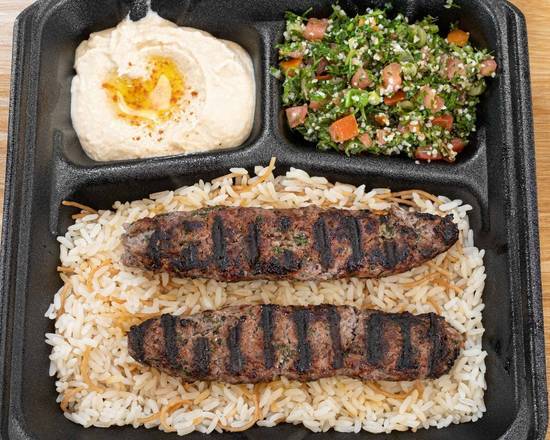 Order Kafta Kabob Plate food online from Fufu Mediterranean Grill store, Riverside on bringmethat.com