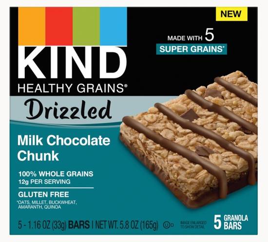 Order Kind Snacks Granola Bar 5CT, Drizzled Milk Chocolate Chunk food online from Cvs store, FALLON on bringmethat.com