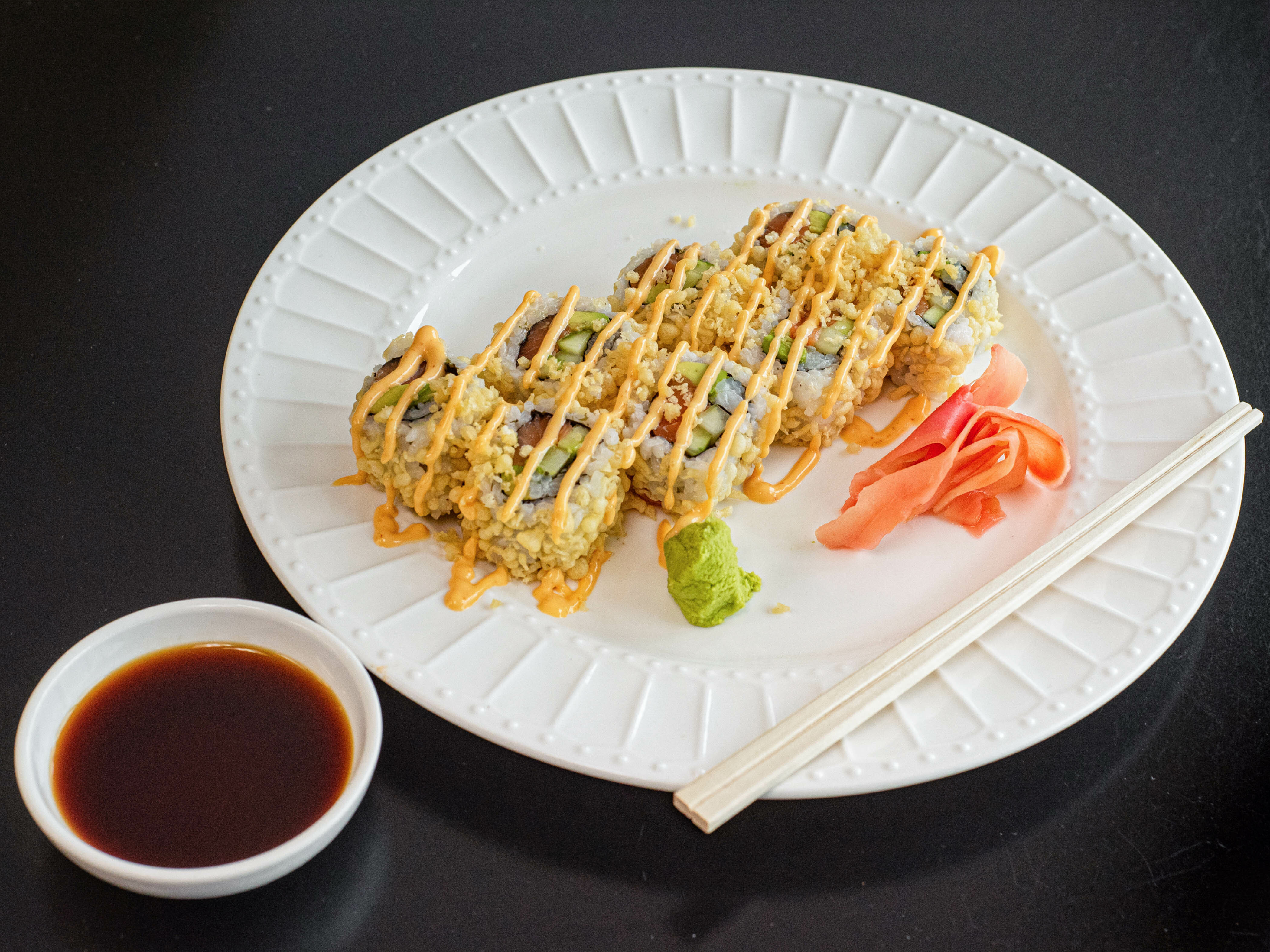 Order Crunchy Salmon Roll food online from Maje Sushi store, West Lafayette on bringmethat.com