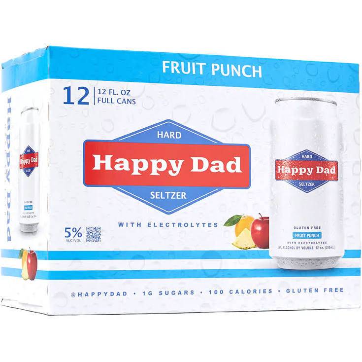 Order Happy Dad Hard Seltzer Fruit Punch 12 pack 12 oz  food online from Rocky Liquor store, Claremont on bringmethat.com