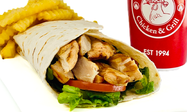 Order 3. Mild Grilled Chicken Wrap Combo food online from La Rosa Chicken & Grill store, Princeton on bringmethat.com