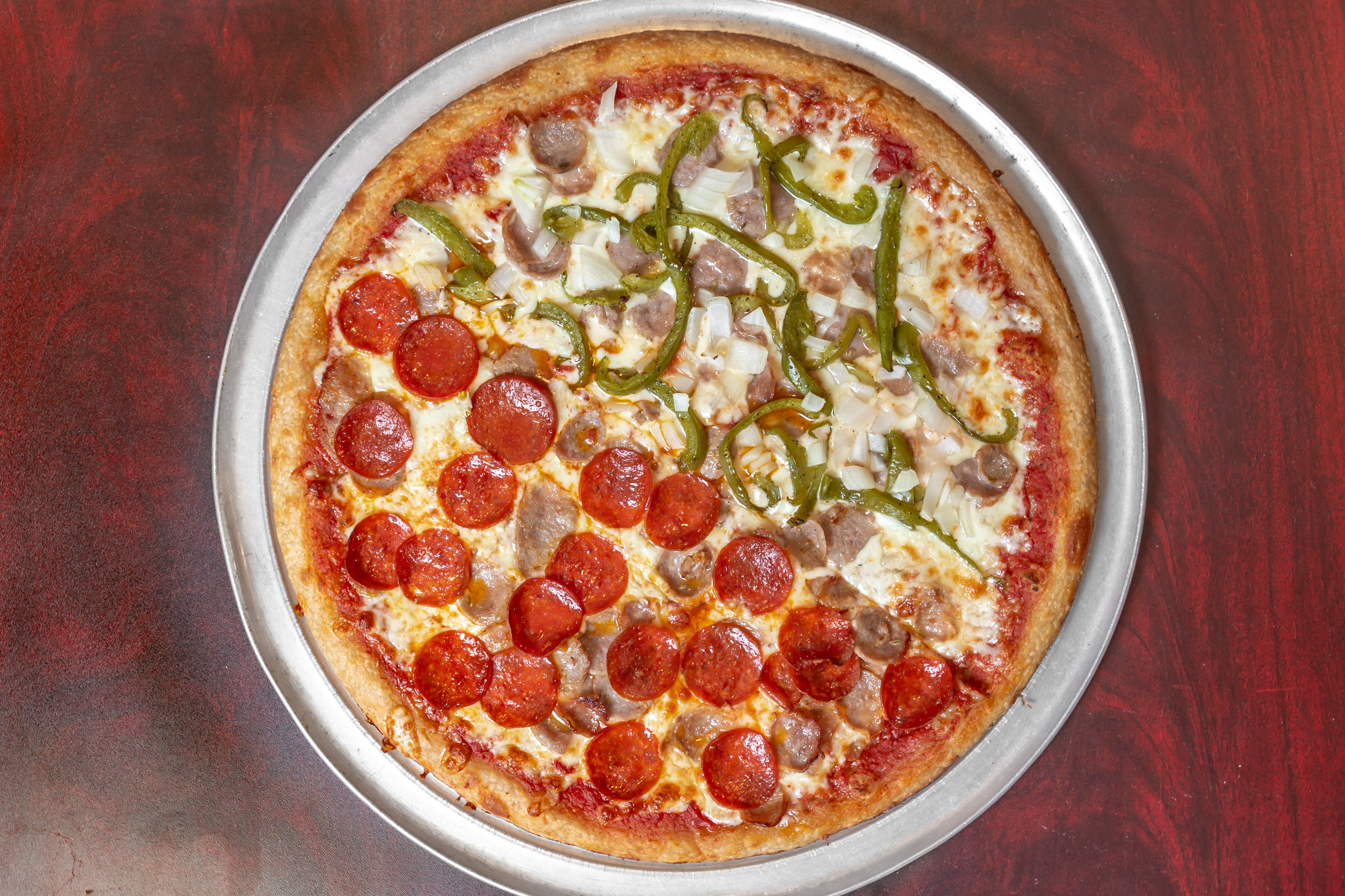 Order Three Topping Pizza - Personal food online from La Strada Cafe store, Neshanic Station on bringmethat.com