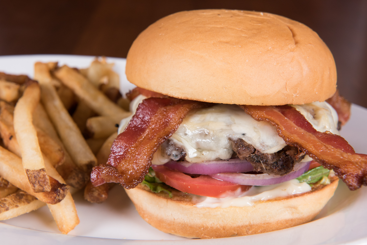 Order 4-Cheese Bacon Burger food online from Green Mill Restaurant & Bar store, Lakeville on bringmethat.com