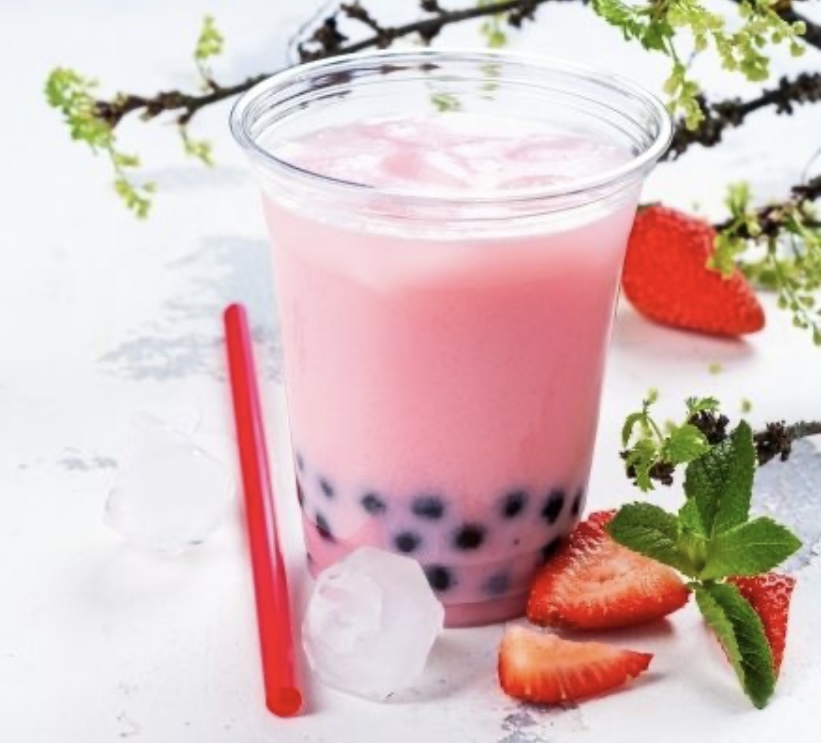 Order Strawberry Bubble Tea 士多啤梨 珍珠奶茶 food online from Khoo Restaurant store, West Warwick on bringmethat.com