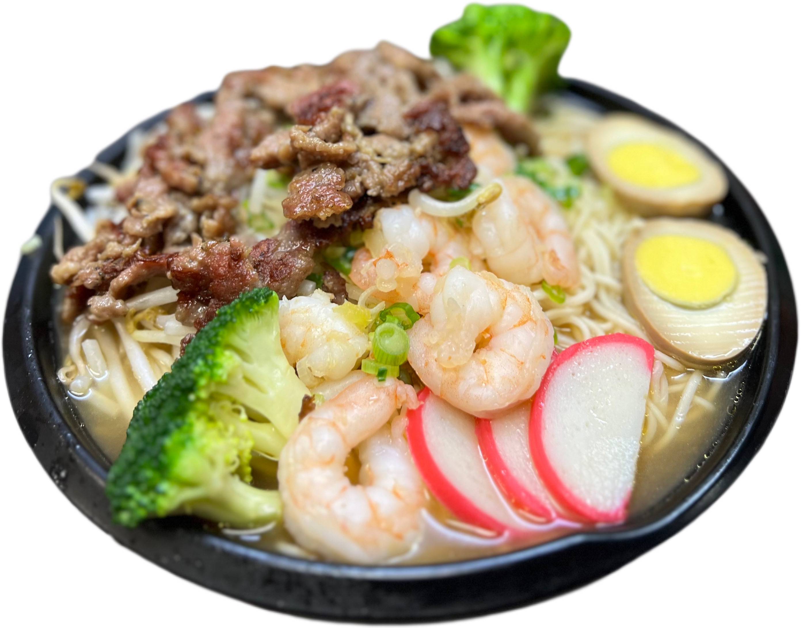 Order  Beef & Shrimp Ramen food online from Oishi Teriyaki & Sushi store, Paramount on bringmethat.com