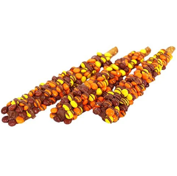 Order Gourmet Milk Chocolate Reese's Pieces Covered Pretzel Rods food online from All City Candy store, Cleveland on bringmethat.com