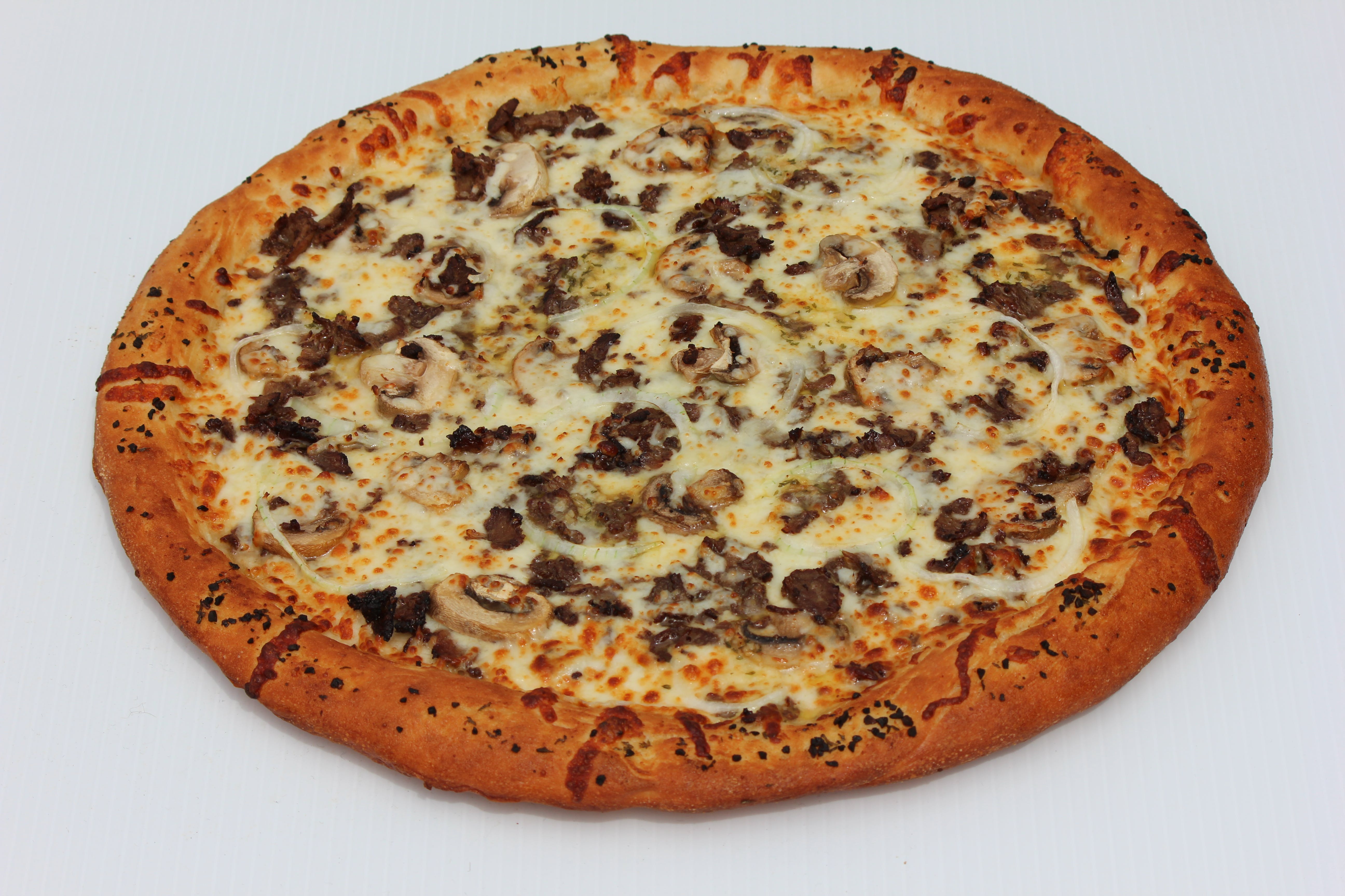 Order Chicago Steak Pizza - 8" (4 Slices) food online from Bellacino Pizza & Grinders store, South Point on bringmethat.com
