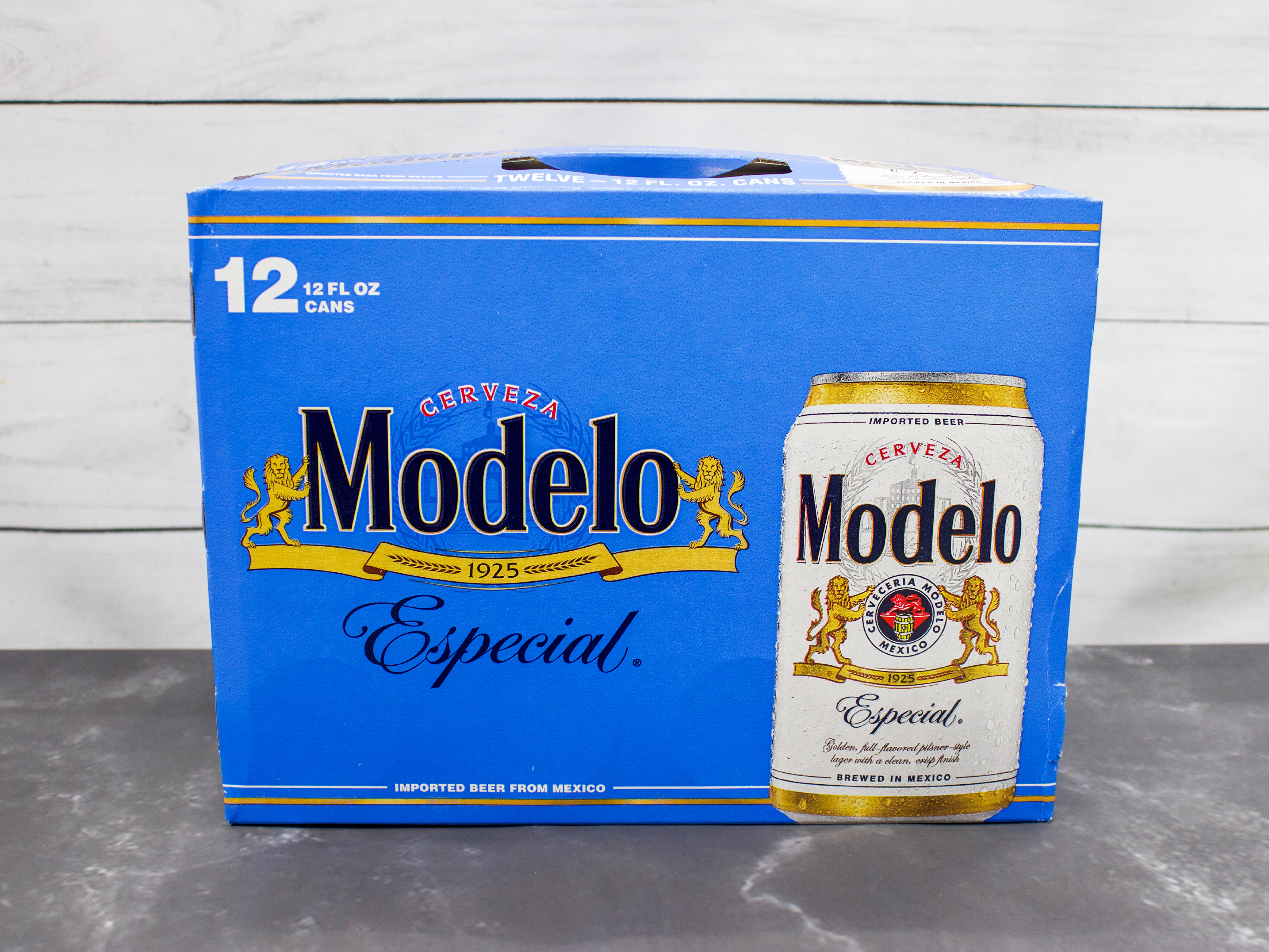 Order 12 oz. Modelo Especial, 12-pack Cans ABV 4.5% food online from Bailey Plaza Liquors store, Mountain View on bringmethat.com