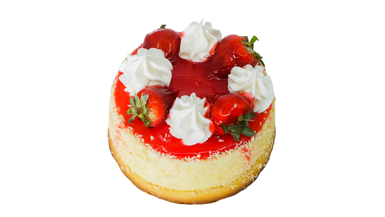 Order Cheese Cake Strawberry (6-8 ppl) food online from Cao Bakery & Café store, Miami on bringmethat.com