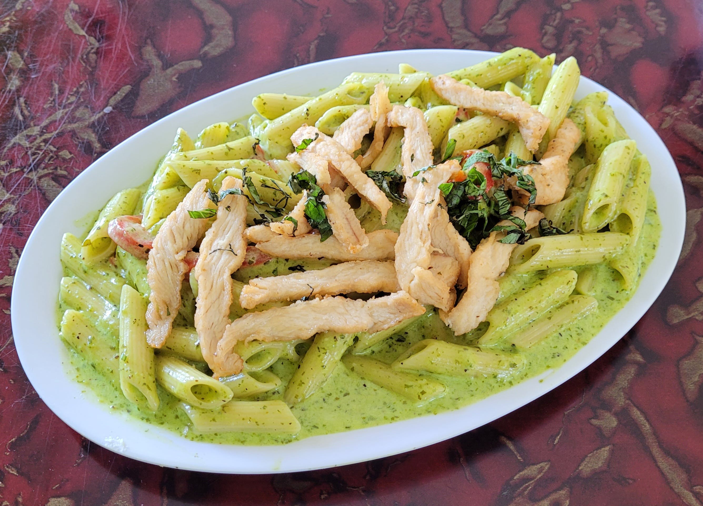 Order Pesto Chicken - Small food online from Rhythm And Spice Pizzeria And Grill store, New Brunswick on bringmethat.com
