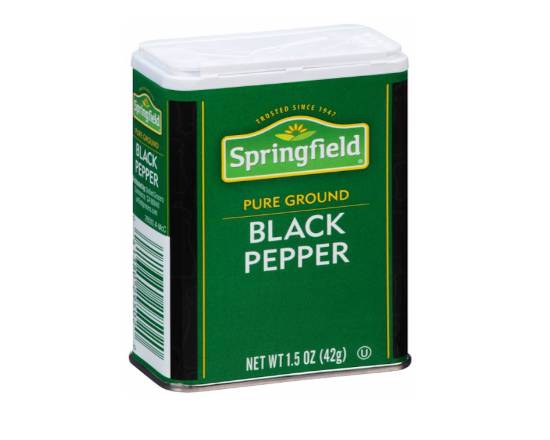 Order Springfield Pure Ground Black Pepper 1.5 Oz. Tin food online from Loma Mini Market store, Long Beach on bringmethat.com