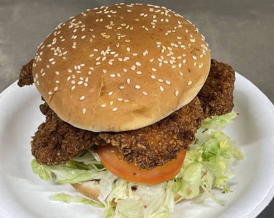 Order 26. Fry Chicken Breast Sand (5 oz) food online from Michael's Burgers store, Canoga Park on bringmethat.com