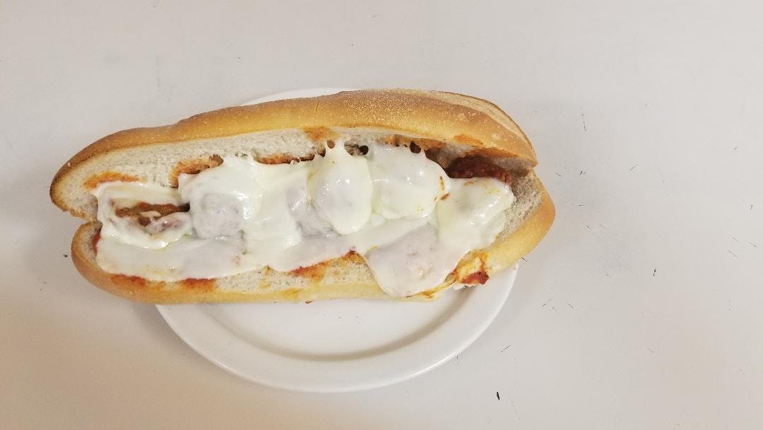 Order Meatball Parmigiana Sub - Small 8" food online from Serpico Pizza store, Wilkes-Barre Township on bringmethat.com